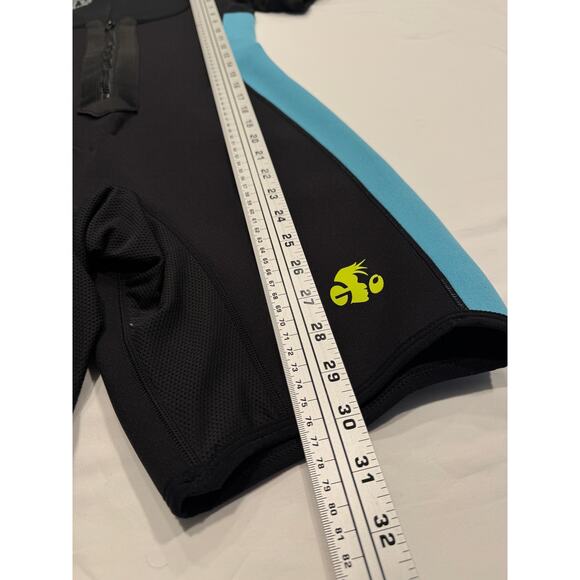 NonEcho Full Shaper Sauna Sweat Body Suit M Blue Neoprene Short Sleeve Zip Up - Picture 6 of 7